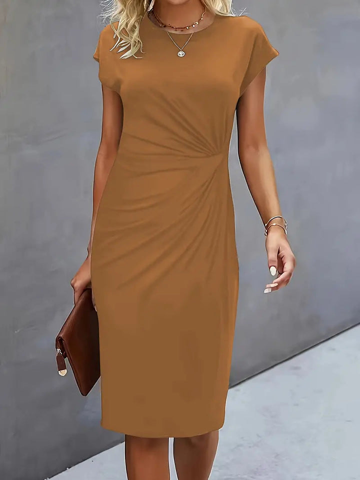 Tijdloze Midi Jurk Voor Dames Met Ronde Hals En Flatterend Silhouet