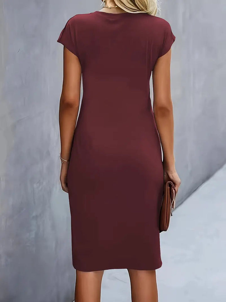 Tijdloze Midi Jurk Voor Dames Met Ronde Hals En Flatterend Silhouet