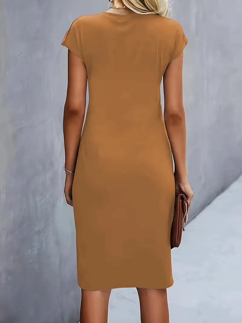 Tijdloze Midi Jurk Voor Dames Met Ronde Hals En Flatterend Silhouet