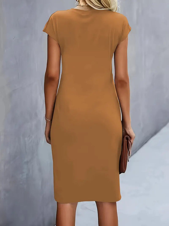 Tijdloze Midi Jurk Voor Dames Met Ronde Hals En Flatterend Silhouet