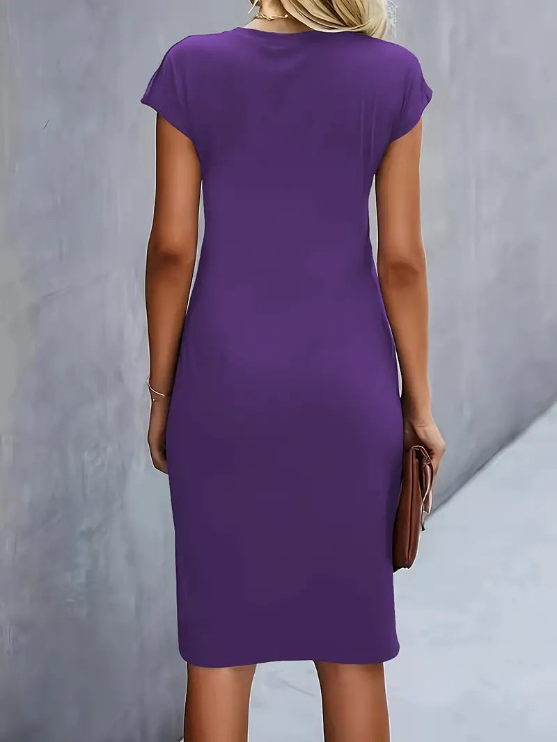 Tijdloze Midi Jurk Voor Dames Met Ronde Hals En Flatterend Silhouet