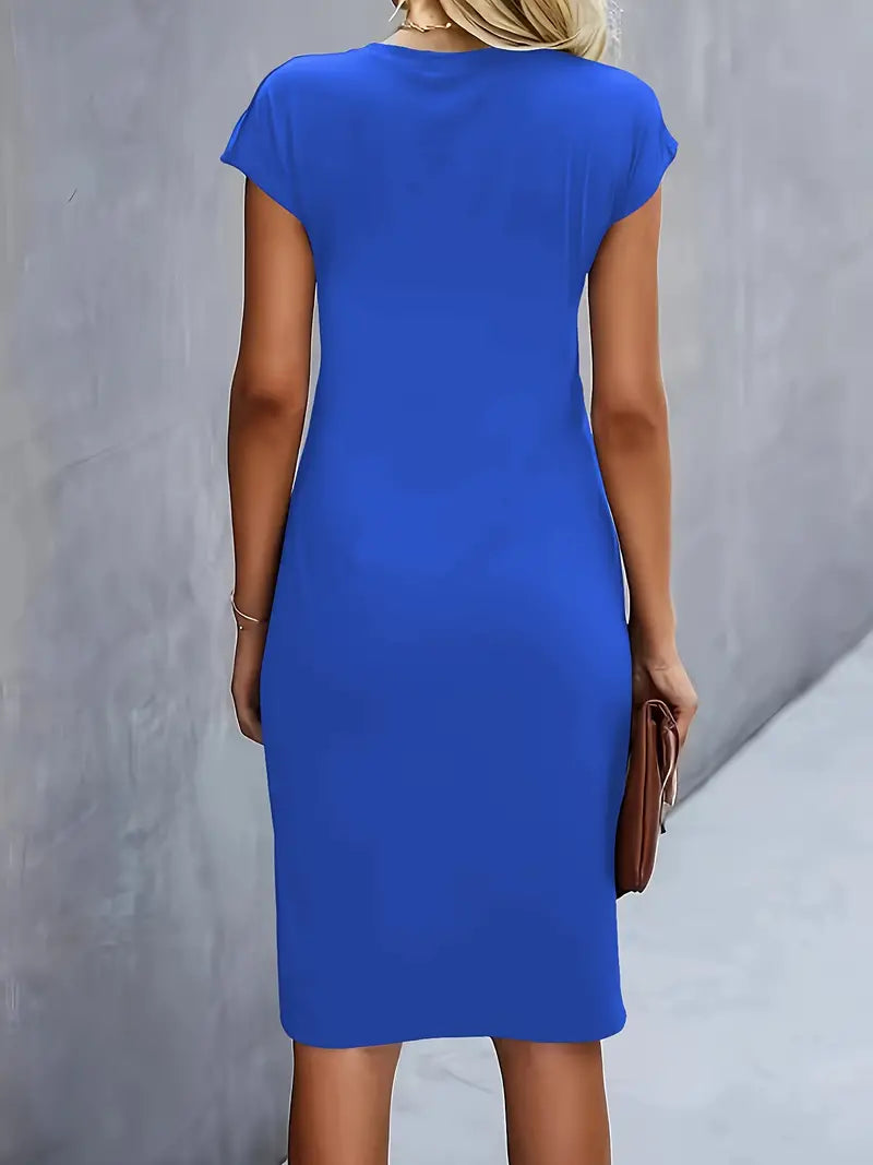Tijdloze Midi Jurk Voor Dames Met Ronde Hals En Flatterend Silhouet