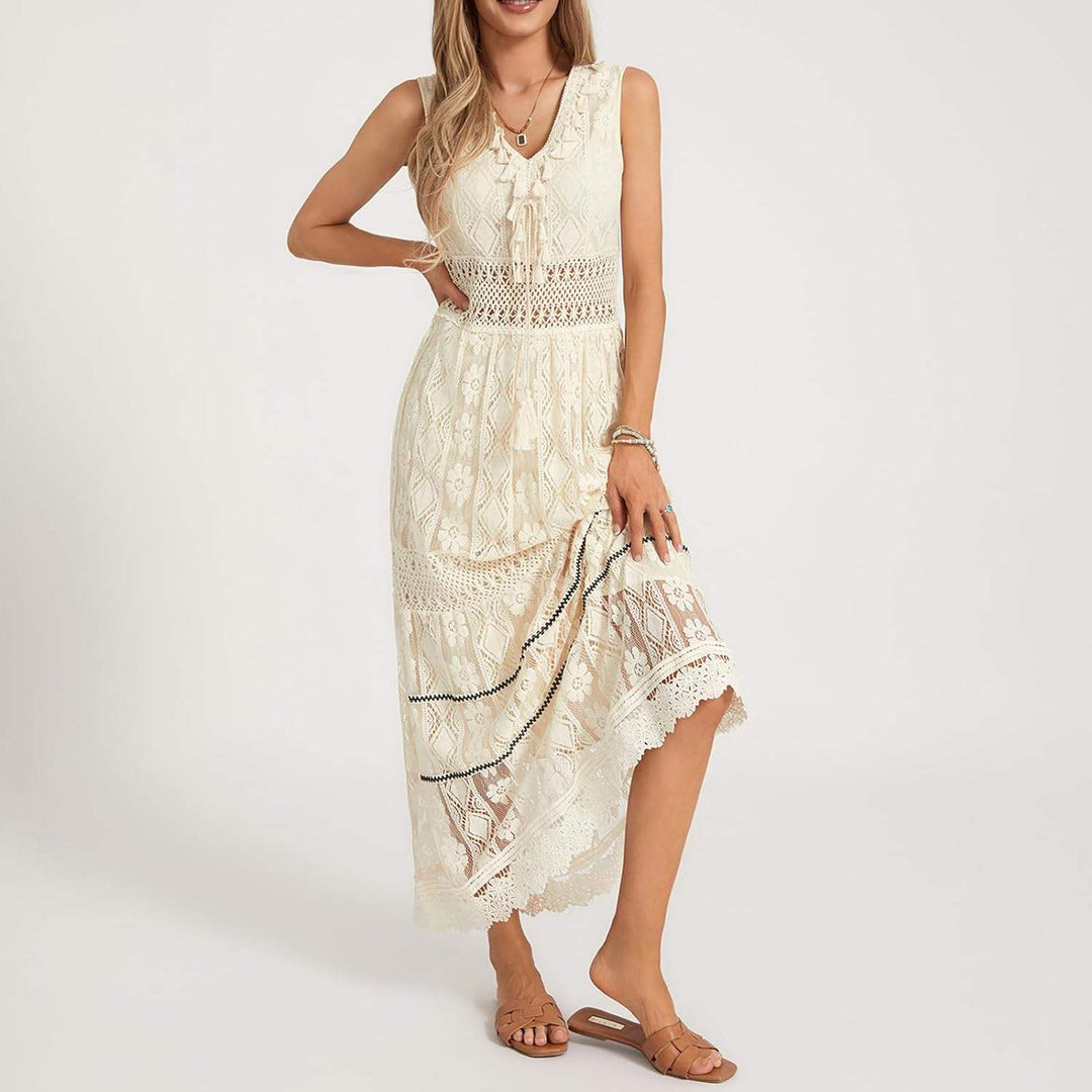 Boho Jurk - Stella™ Collectie - Kantdetails, Ademend Materiaal - Perfect voor Zomerse Gelegenheden