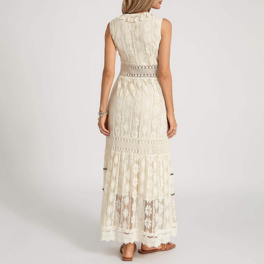 Boho Jurk - Stella™ Collectie - Kantdetails, Ademend Materiaal - Perfect voor Zomerse Gelegenheden