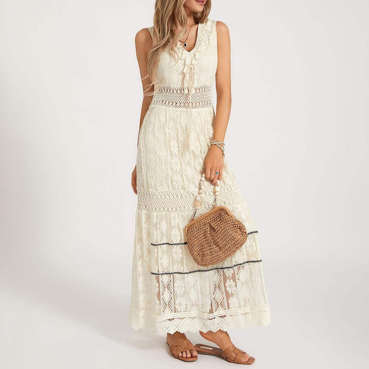 Boho Jurk - Stella™ Collectie - Kantdetails, Ademend Materiaal - Perfect voor Zomerse Gelegenheden