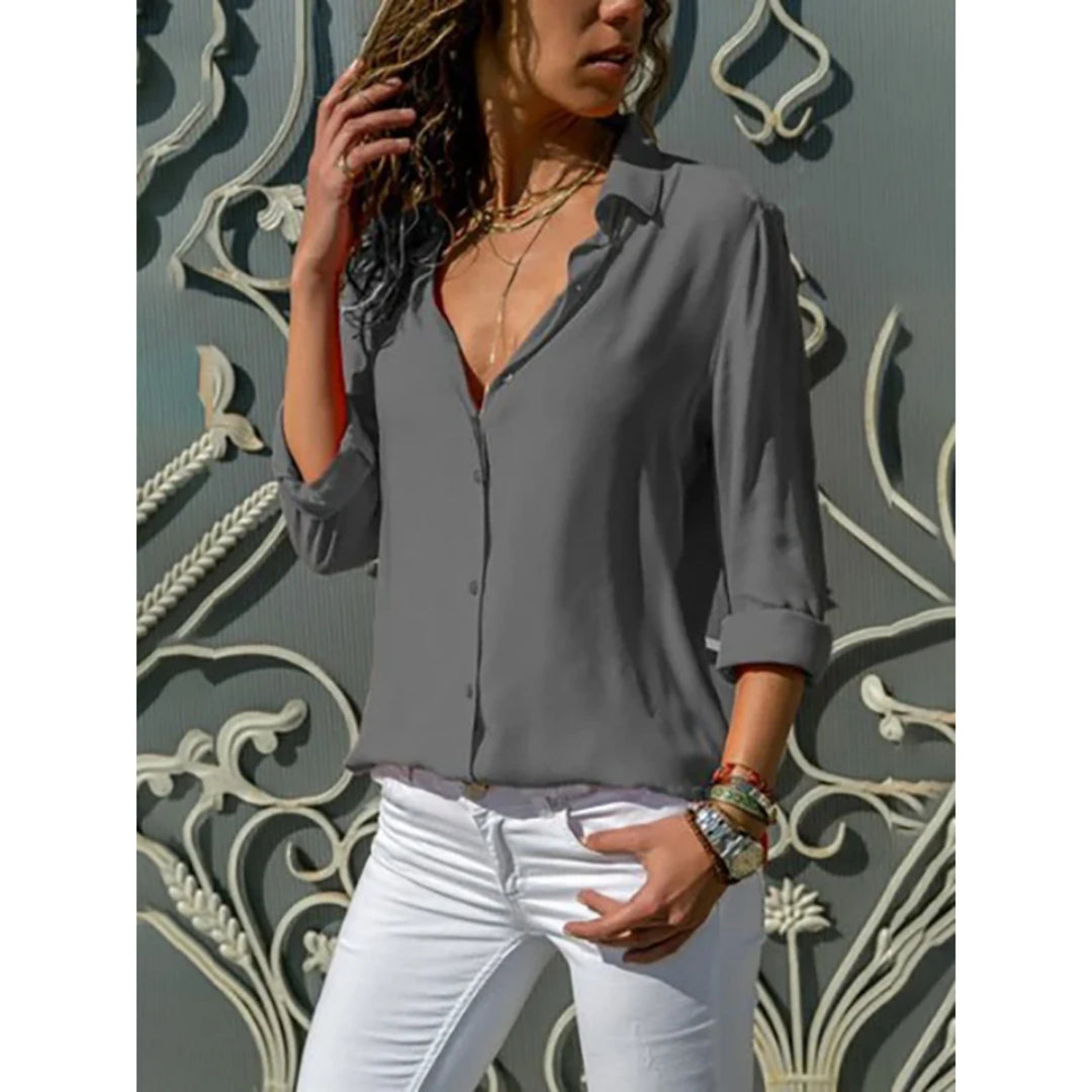 Kayleigh | Dames blouse met lange mouwen en knoopsluiting