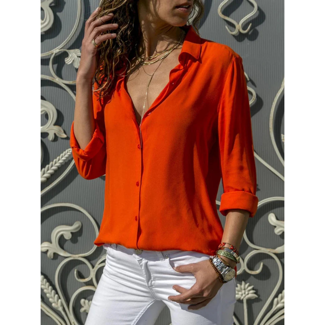 Kayleigh | Dames blouse met lange mouwen en knoopsluiting