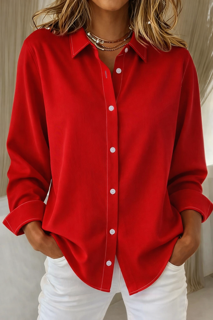 Blouse Dames Losse Pasvorm Knoopsluiting Casual Zomer
