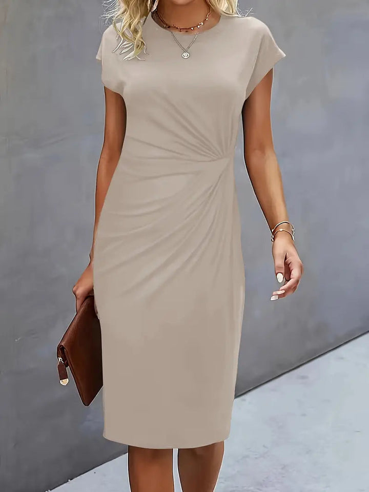 Tijdloze Midi Jurk Voor Dames Met Ronde Hals En Flatterend Silhouet
