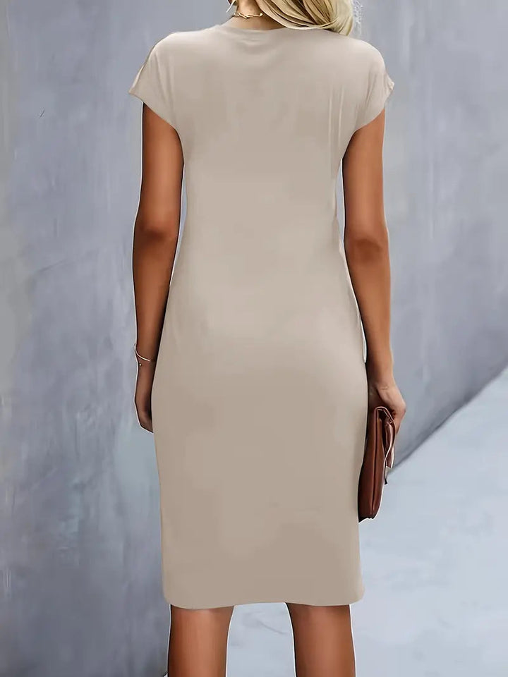 Tijdloze Midi Jurk Voor Dames Met Ronde Hals En Flatterend Silhouet