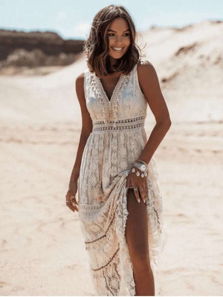 Boho Jurk - Stella™ Collectie - Kantdetails, Ademend Materiaal - Perfect voor Zomerse Gelegenheden
