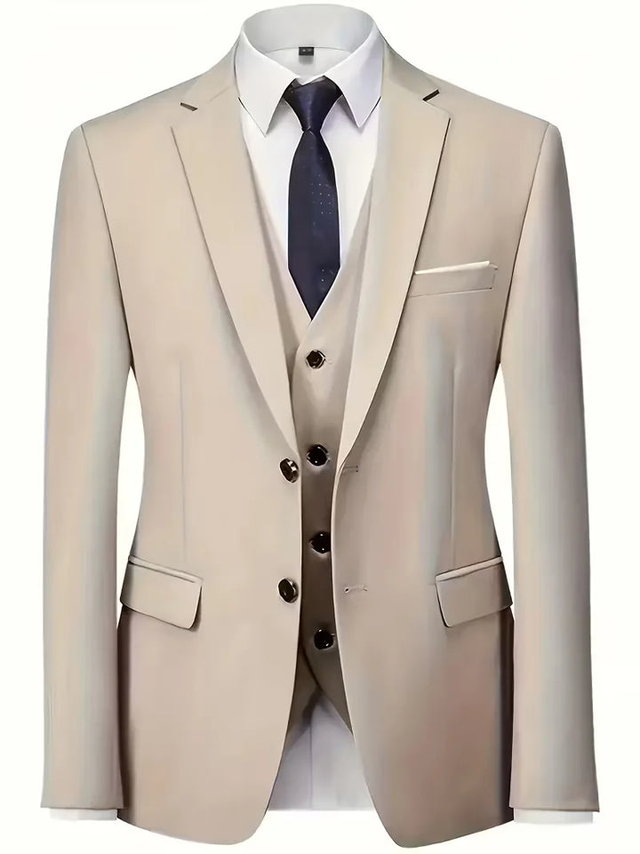 Driedelig heren pak met slim fit en glanzende afwerking