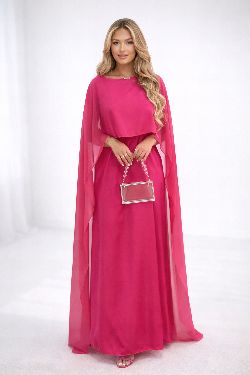 Maxi Jurk Dames | Elegante Cape Mouwen & Vloeiend Silhouet