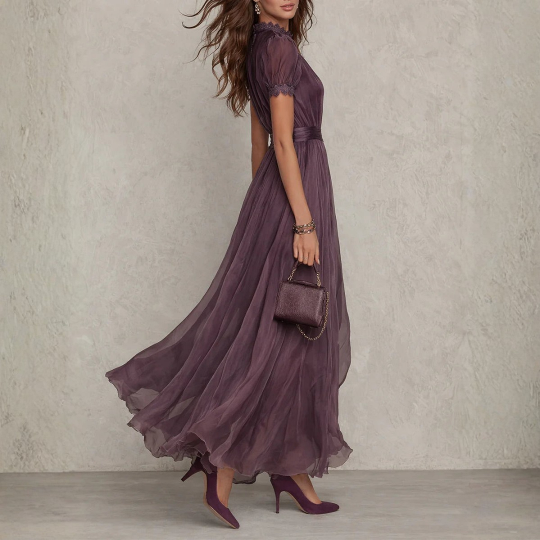 Maxi Jurk Dames | Elegante Kanten Details & Vloeiend Silhouet