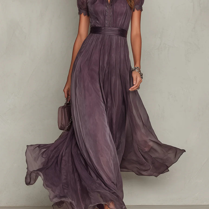 Maxi Jurk Dames | Elegante Kanten Details & Vloeiend Silhouet