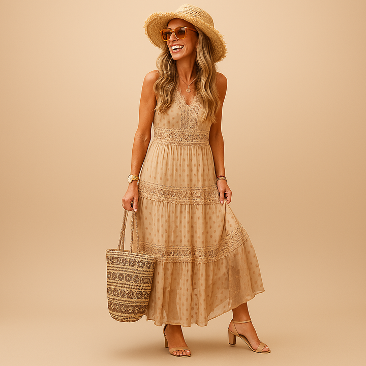 Maxi Zomerjurk Dames | Boho Ibiza Stijl & Vrouwelijk Silhouet