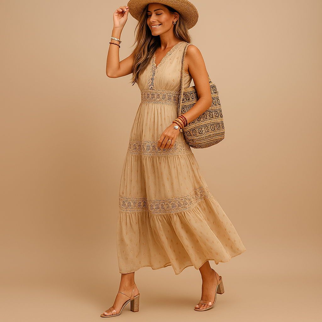 Maxi Zomerjurk Dames | Boho Ibiza Stijl & Vrouwelijk Silhouet