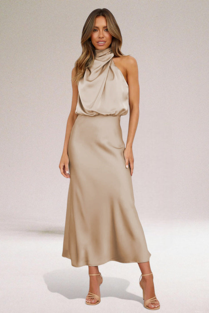 Maxi Zomerjurk Dames | Watervalhals & Vloeiende Elegantie