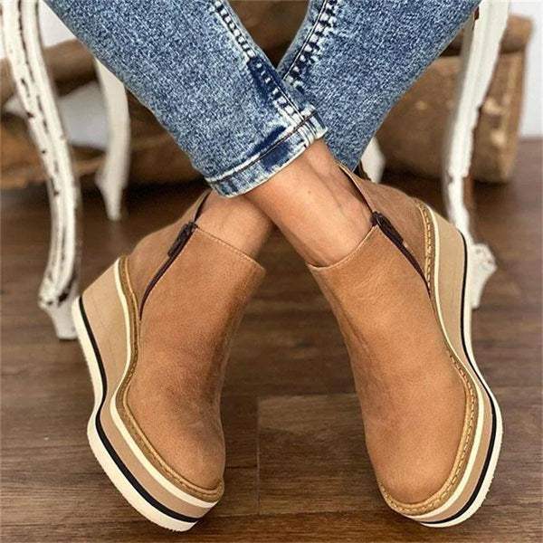 Dames Enkellaarsjes - Trendy - Comfortabele Plateauzool en Ritssluiting - Perfect voor Herfst
