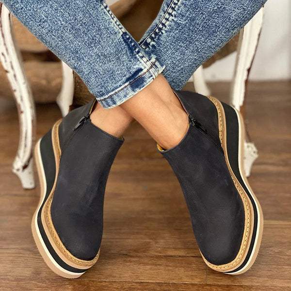 Dames Enkellaarsjes - Trendy - Comfortabele Plateauzool en Ritssluiting - Perfect voor Herfst