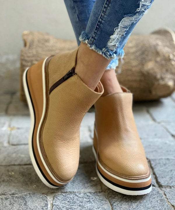 Dames Enkellaarsjes - Trendy - Comfortabele Plateauzool en Ritssluiting - Perfect voor Herfst