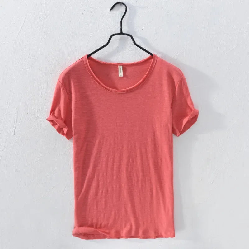 Retro Ruw Rand T-Shirt - Slim-Fit Casual - 100% Katoen - Perfect voor Elke Casual Gelegenheid