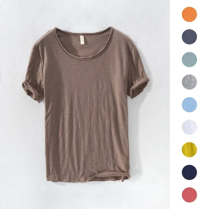Retro Ruw Rand T-Shirt - Slim-Fit Casual - 100% Katoen - Perfect voor Elke Casual Gelegenheid