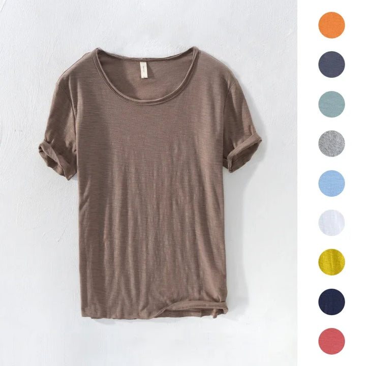 Retro Ruw Rand T-Shirt - Slim-Fit Casual - 100% Katoen - Perfect voor Elke Casual Gelegenheid
