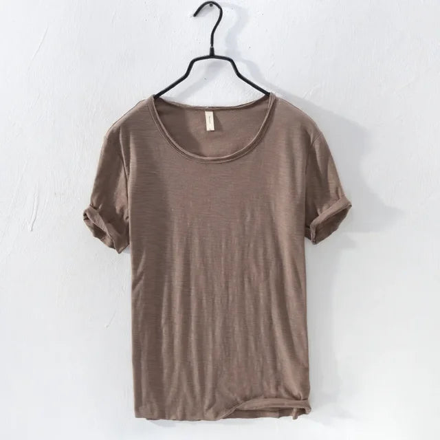 Retro Ruw Rand T-Shirt - Slim-Fit Casual - 100% Katoen - Perfect voor Elke Casual Gelegenheid