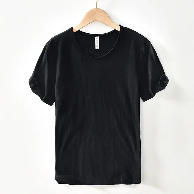 Retro Ruw Rand T-Shirt - Slim-Fit Casual - 100% Katoen - Perfect voor Elke Casual Gelegenheid
