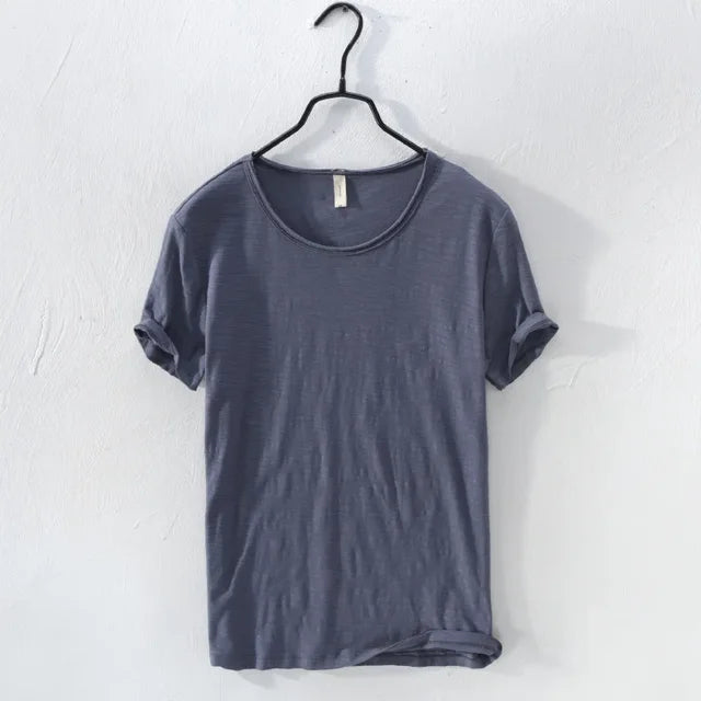 Retro Ruw Rand T-Shirt - Slim-Fit Casual - 100% Katoen - Perfect voor Elke Casual Gelegenheid