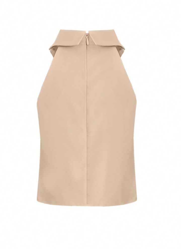Elegante Dames Halter Top Met Kraag En Strikdetail