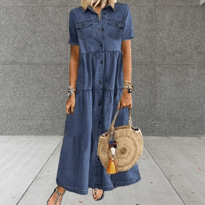 Spijkerjurk Dames | Maxi Knopenrij & Losse Casual Pasvorm