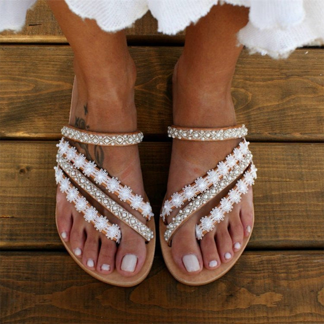 Dorien | Bohemian Sandalen met Kralen en Kant