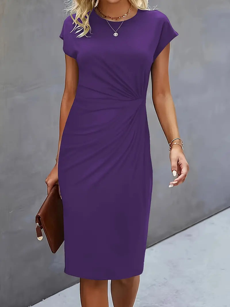 Tijdloze Midi Jurk Voor Dames Met Ronde Hals En Flatterend Silhouet