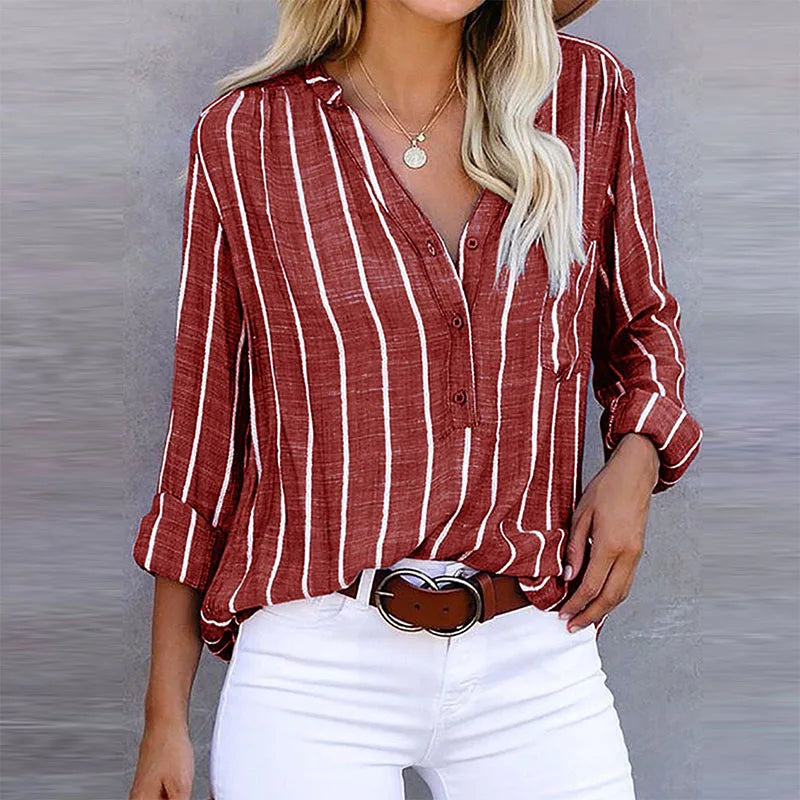 Annie | Elegante gestreepte blouse met knopen