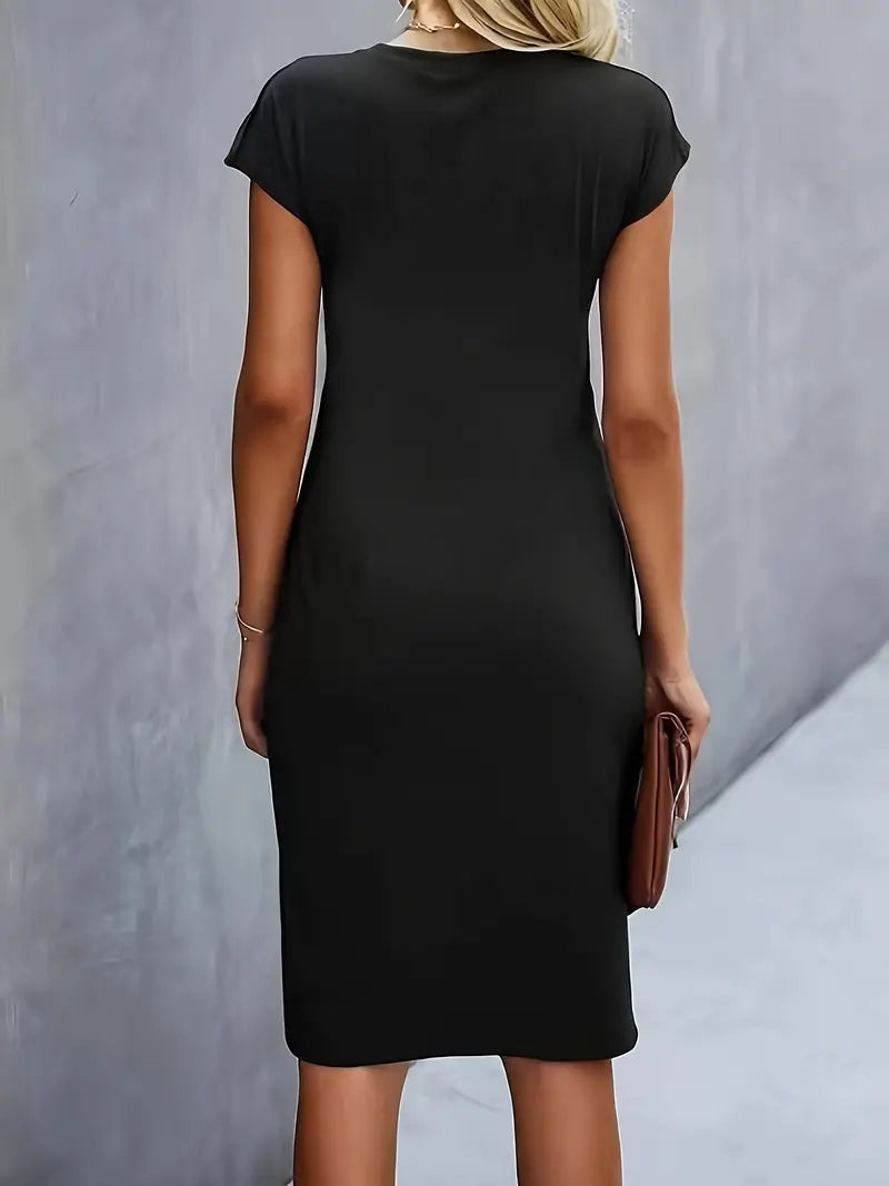 Tijdloze Midi Jurk Voor Dames Met Ronde Hals En Flatterend Silhouet