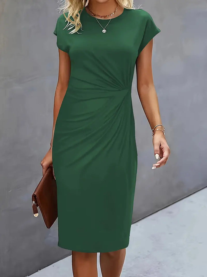 Tijdloze Midi Jurk Voor Dames Met Ronde Hals En Flatterend Silhouet
