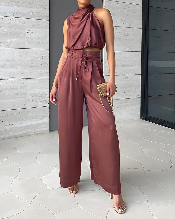 Dames setje met haltertop en broek