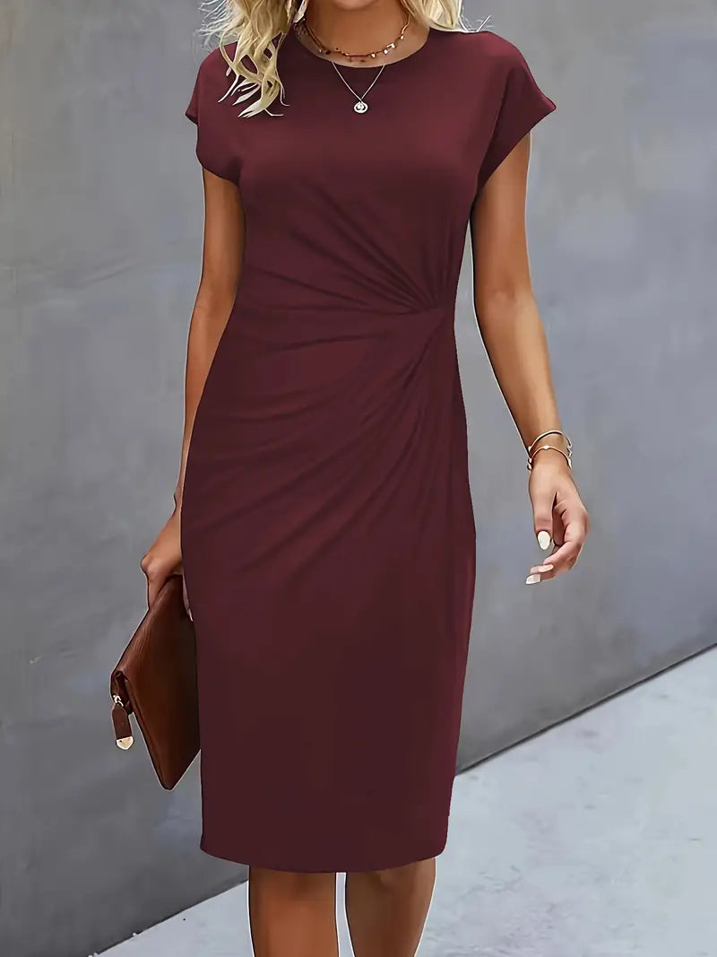 Tijdloze Midi Jurk Voor Dames Met Ronde Hals En Flatterend Silhouet