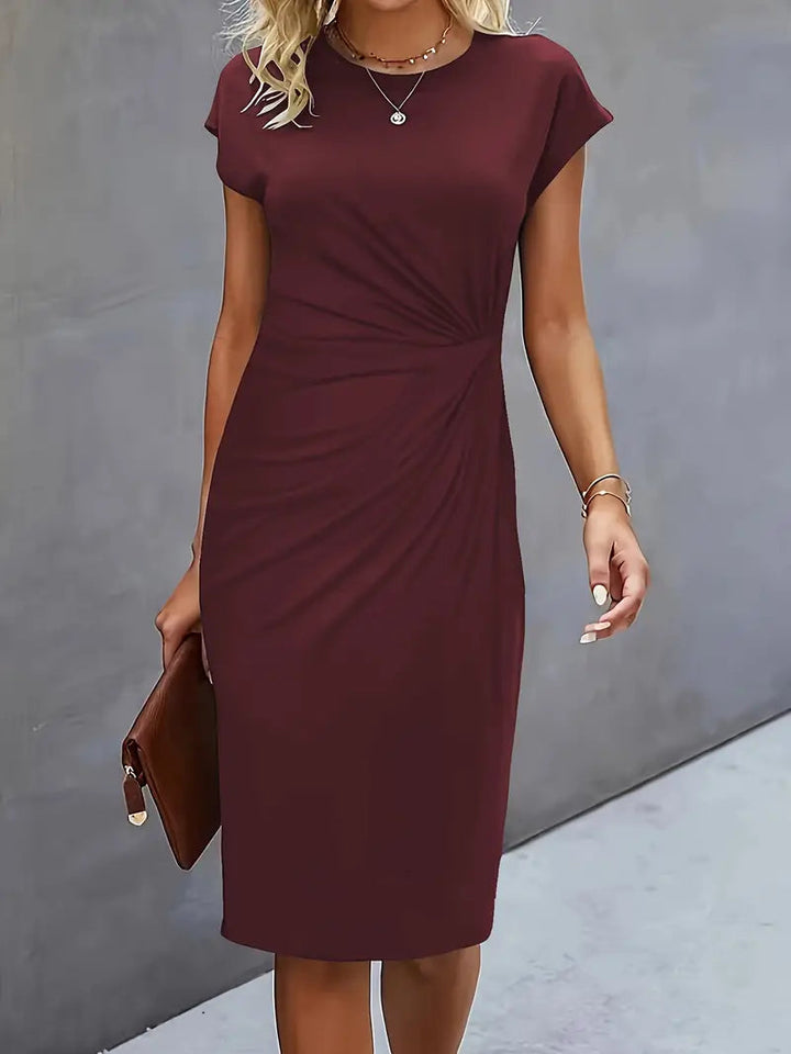 Tijdloze Midi Jurk Voor Dames Met Ronde Hals En Flatterend Silhouet