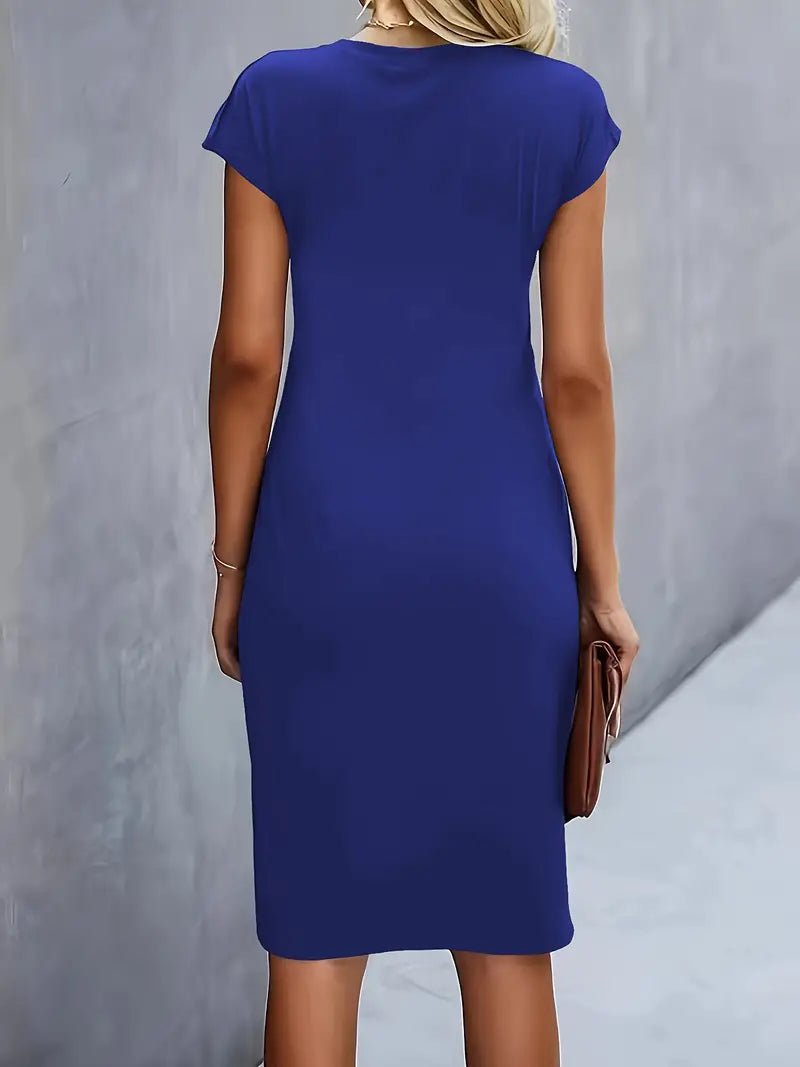 Tijdloze Midi Jurk Voor Dames Met Ronde Hals En Flatterend Silhouet