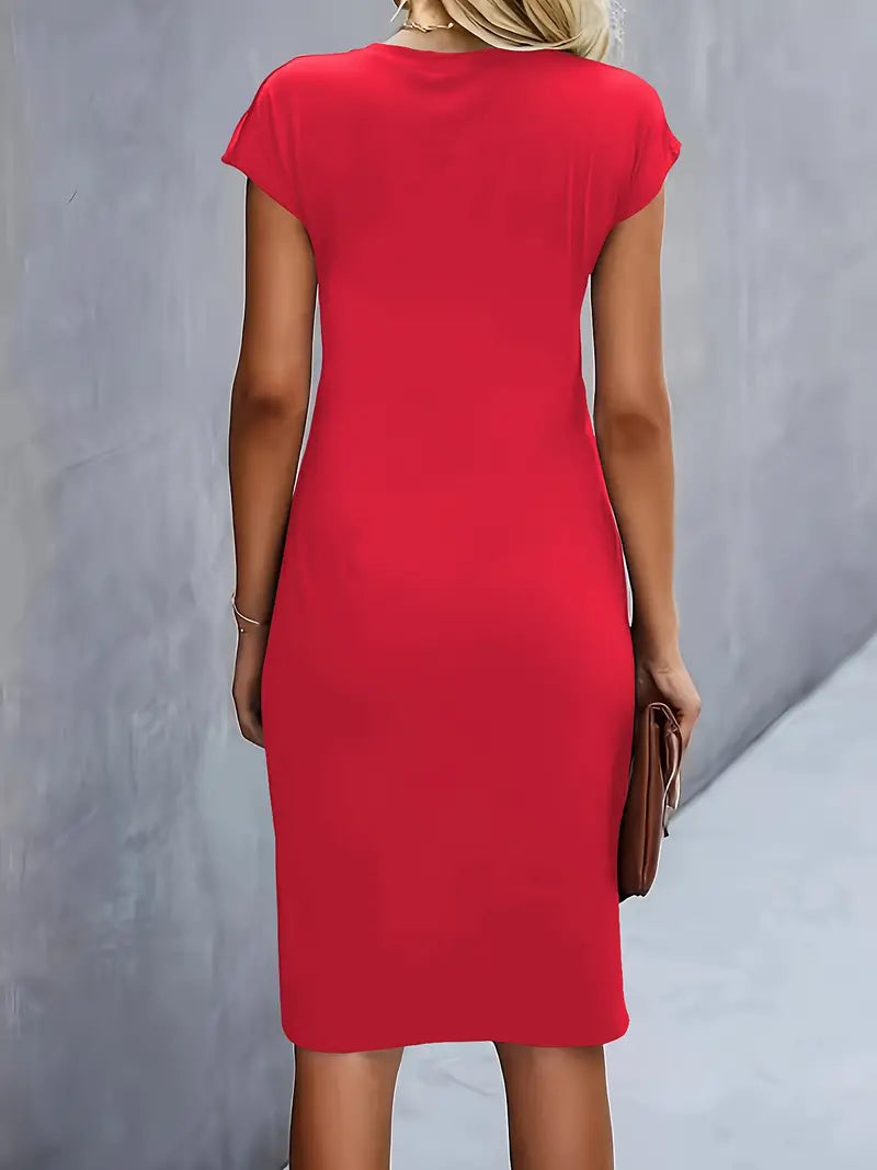 Tijdloze Midi Jurk Voor Dames Met Ronde Hals En Flatterend Silhouet