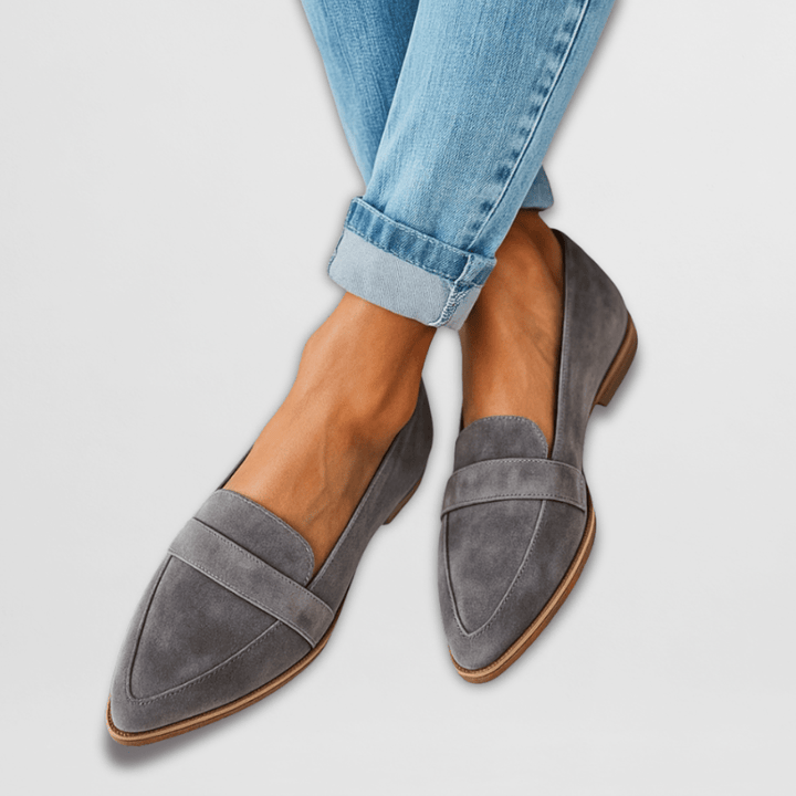 Loafer Damen mit Spitzer Zehenpartie Penny-Riemen und Flacher Sohle