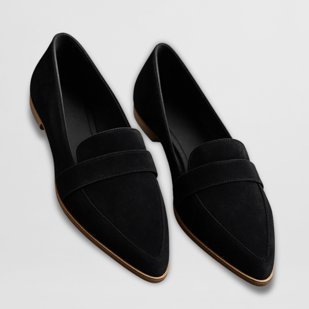 Loafer Damen mit Spitzer Zehenpartie Penny-Riemen und Flacher Sohle
