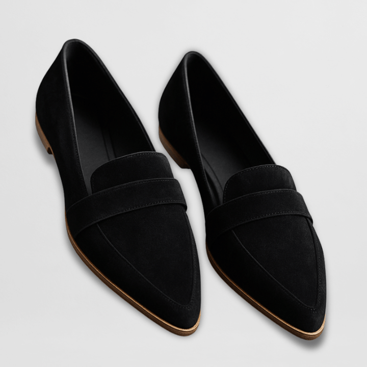 Loafer Damen mit Spitzer Zehenpartie Penny-Riemen und Flacher Sohle