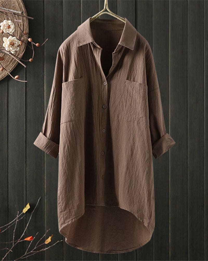 Louise | Losvallende effen blouse met lange mouwen