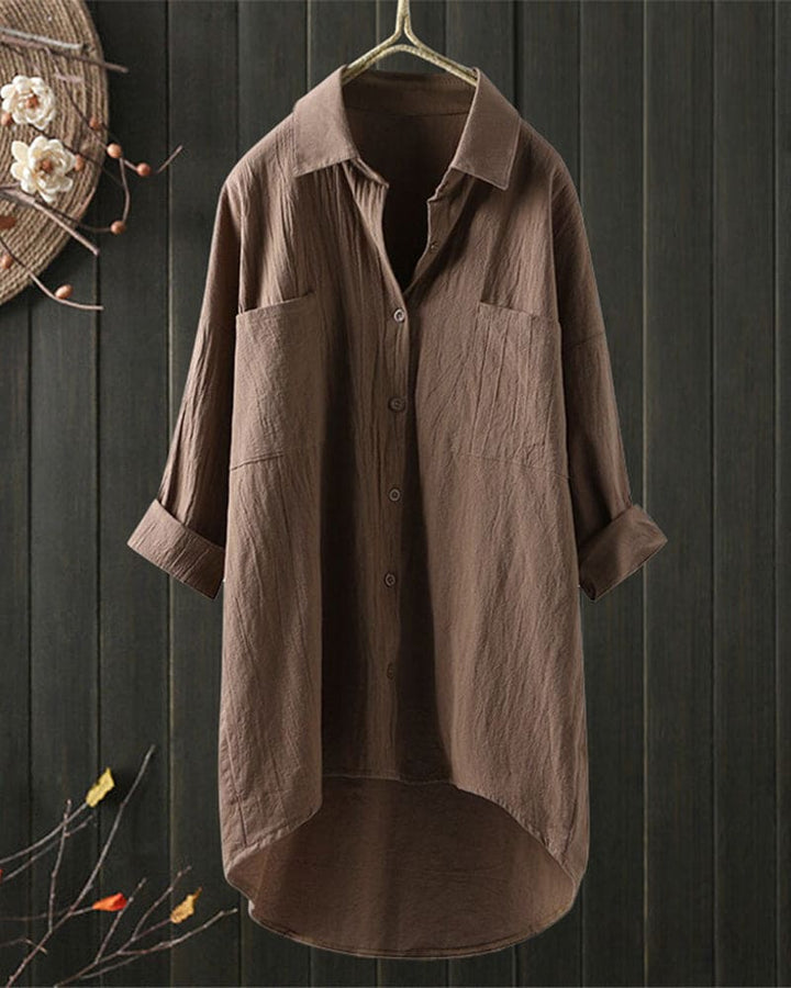 Louise | Losvallende effen blouse met lange mouwen