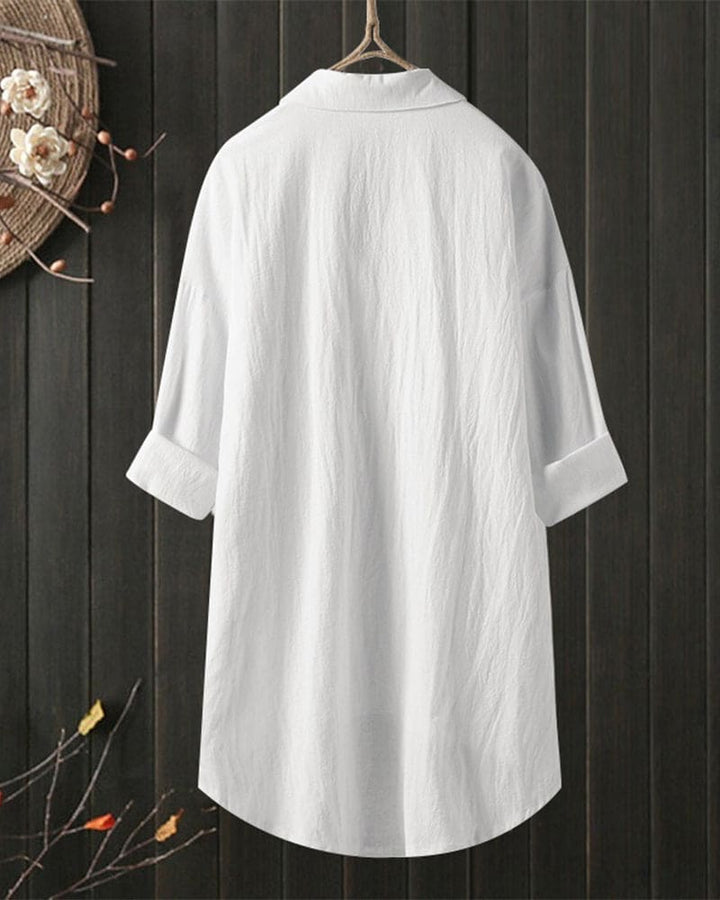 Louise | Losvallende effen blouse met lange mouwen