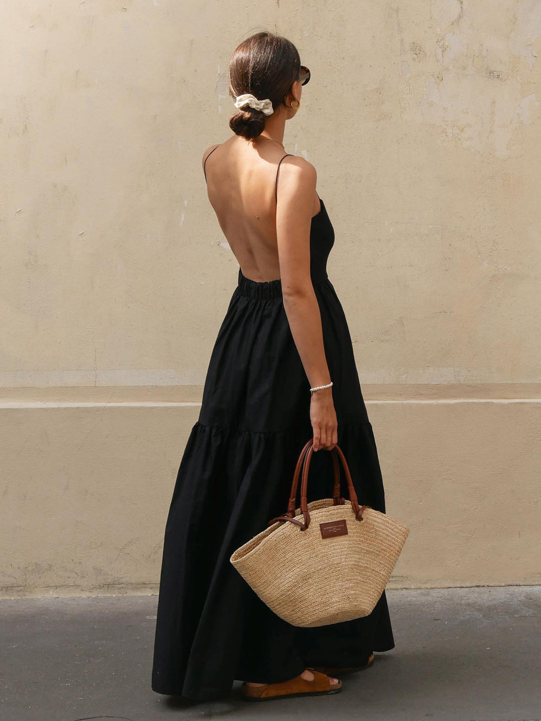 Maxi Jurk Dames Backless Spaghetti Bandjes Lange Mouwen Zomer